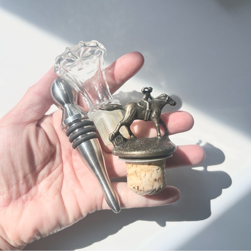 Set of 3 Wine Stoppers Inc Blanton's Single Barrel Bourbon Bottle Horse Cork S
